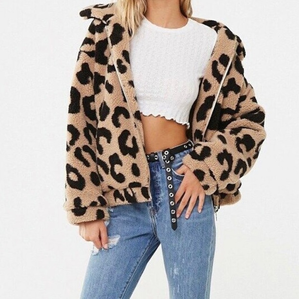 Leopard Print Sherpa Jacket